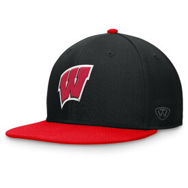 トップ・オブ・ザ・ワールド メンズ 帽子 アクセサリー Wisconsin Badgers Top of the World Rally Two Tone Fitted Hat Black/Red