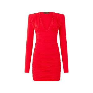 ���x���g�J���@�� ���f�B�[�X �����s�[�X �g�b�v�X V-neck mini dress Red