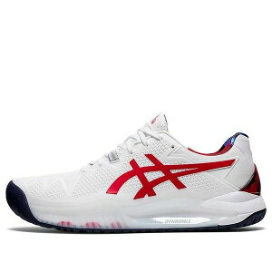 ASICS �A�V�b�N�X �����Y �X�j�[�J�[ �yASICS Gel Resolution 8 LE 'White Classic Red' 1041A292-110�z �T�C�Y US_7(25.0cm)