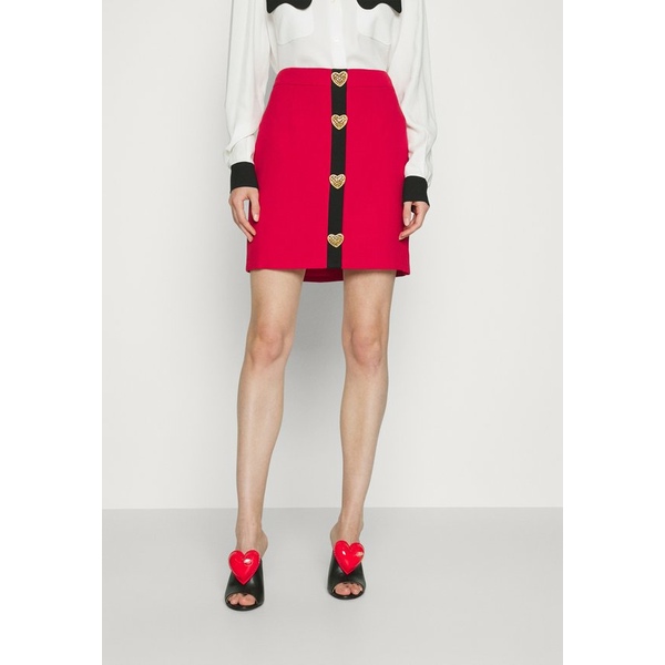 モスキーノ レディース スカート ボトムス PUNK BUTTONS Mini skirt fantasy print red