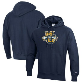 チャンピオン メンズ パーカー・スウェットシャツ アウター Marquette Golden Eagles Champion Reverse Weave Fleece Pullover Hoodie Navy