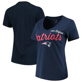 カールバンクス レディース Tシャツ トップス New England Patriots GIII 4Her by Carl Banks Women's Post Season VNeck TShirt Navy