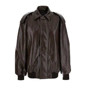 tFfJEgV fB[X WPbgu] AE^[ Brown Jacket With Classic Collar And Dropped Shoulders In Leather Woman Brown