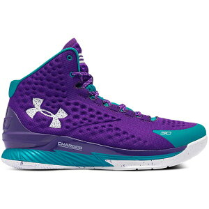 Under Armour �A���_�[�A�[�}�[ �����Y �X�j�[�J�[ �yUnder Armour Curry 1 Retro Father to Son (2022)�z �T�C�Y US_12(30.0cm) Purple/Aqua