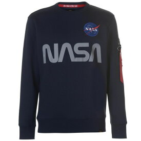 【送料無料】 アルファインダストリーズ メンズ ニット&セーター アウター NASA Reflective Crew Sweatshirt Rep Blue