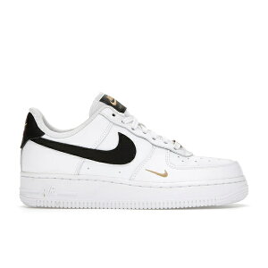 Nike �i�C�L ���f�B�[�X �X�j�[�J�[ �yNike Air Force 1 Low '07 Essential White Black Gold Mini Swoosh (Women's)�z �T�C�Y US_7.5(24.5cm) White/Black-White-Black