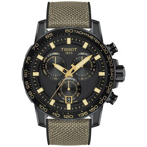 ティソット メンズ 腕時計 アクセサリー Men's Swiss Chronograph Supersport Beige Textile Strap Watch 40mm Black