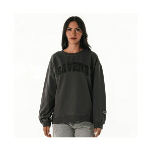 �U ���C���h �R���N�e�B�u ���f�B�[�X �p�[�J�[�E�X�E�F�b�g�V���c �A�E�^�[ Women's Charcoal Baltimore Ravens Rock Crystal Oversized Crewneck Sweatshirt Charcoal