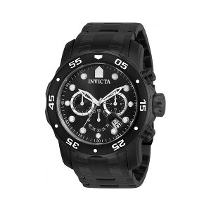 CrN^ Y rv ANZT[ Men's 0076 Pro Diver Quartz Chronograph Black Dial Watch Black