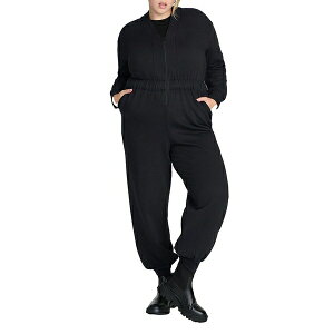 GNC fB[X s[X gbvX Elements Women's Plus Size Knit Jumpsuit Black onyx