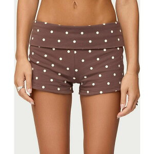�G�f�B�N�e�b�h ���f�B�[�X �J�W���A���p���c �{�g���X Women's Chelsie Polka Dot Foldover Shorts Brown