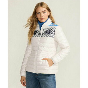 YGh fB[X WPbgu] AE^[ Women's Wanderweight Packable Print Down Jacket Brisk blue fairisle
