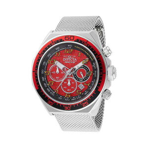 CrN^ Y rv ANZT[ Men's 47900 Invicta Racing Quartz Chronograph Black, Red Dial Watch Silver