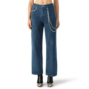 �X�e�B�[�u �}�f�� ���f�B�[�X �f�j���p���c �{�g���X Women's Swift Mid-Rise Rhinestone Chain Jeans Dark Wash