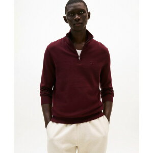 �g�~�[ �q���t�B�K�[ �����Y �j�b�g&�Z�[�^�[ �A�E�^�[ Men's Essential Quarter-Zip Pullover Knit Sweater Deep Burgundy
