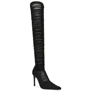 �X�e�B�[�u �}�f�� ���f�B�[�X �u�[�c �V���[�Y Women's Rashida Rhinestone Mesh Over-the-Knee Stiletto Dress Boots Black Mesh