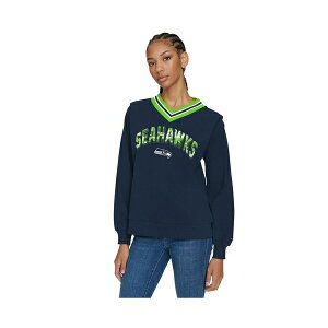 g~[ qtBK[ fB[X p[J[EXEFbgVc AE^[ Women's Navy Seattle Seahawks Alice V-Neck Pullover Sweatshirt College Navy