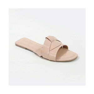 o[lX fB[X T_ V[Y Topaz Patent Woven Slides Beige