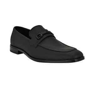 QX Y Xb|E[t@[ V[Y Men's Hollas Square Toe Slip-On Dress Loafers Black saffiano texture