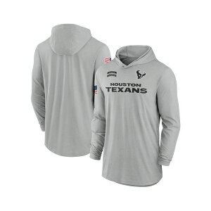�i�C�L �����Y �V���c �g�b�v�X Men's Gray Houston Texans 2024 Salute to Service Lightweight Performance Long Sleeve Hooded T-Shirt Gray