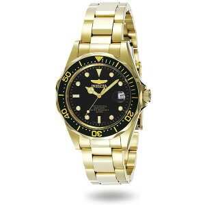 CrN^ Y rv ANZT[ Men's 8936 Pro Diver Quartz 3 Hand Black Dial Watch Gold