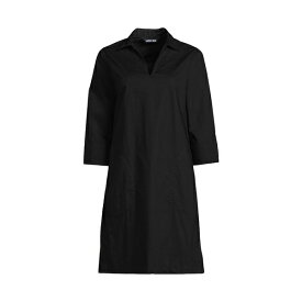ランズエンド レディース ワンピース トップス Women's Cotton Poplin 3/4 Sleeve Dress Black