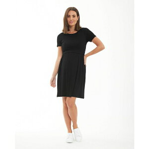Cv }^jeB fB[X s[X gbvX Maternity Ripe Rib Crop Top Nursing Dress Black