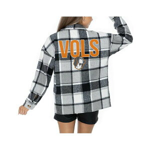 Q[fC fB[X WPbgu] AE^[ Women's Grey Tennessee Volunteers Long Sleeve Brushed Plaid Button-Up Overshirt Jacket Gray