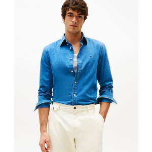 g~[ qtBK[ Y Vc gbvX Men's Regular-Fit Cotton Chambray Shirt Light Blue Chambray