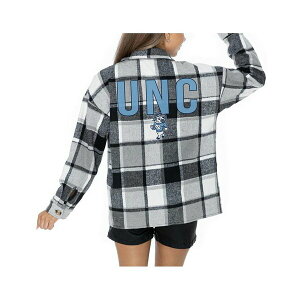 Q[fC fB[X WPbgu] AE^[ Women's Grey North Carolina Tar Heels Long Sleeve Brushed Plaid Button-Up Overshirt Jacket Gray