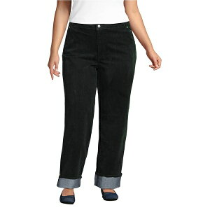 �����Y�G���h ���f�B�[�X �f�j���p���c �{�g���X Women's Flocked Denim Mid Rise Relaxed Straight Leg Cuff Jeans Balsam green