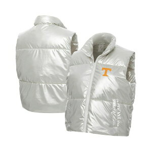 Y[Ubc fB[X WPbgu] AE^[ Women's Silver Tennessee Volunteers Metallic Cropped Full-Zip Sleeveless Puffer Vest Silver