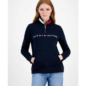 g~[ qtBK[ fB[X p[J[EXEFbgVc AE^[ Women's Quarter Zip Embroidered Logo Sweatshirt Sky Captain