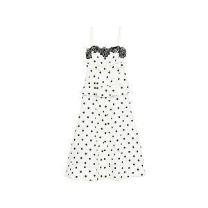 �Z���t�E�|�[�g���C�g ���f�B�[�X �����s�[�X �g�b�v�X Polka dot-pattern lace-detail maxi dress White