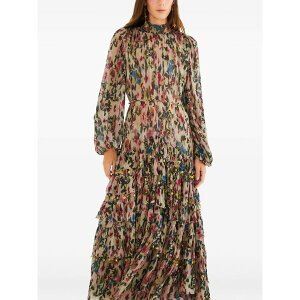 �t�@�[�� ���I ���f�B�[�X �����s�[�X �g�b�v�X Ruffled floral maxi dress Pink