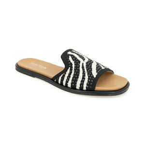 PlXR[ fB[X T_ V[Y Women's Warmth Slide Flat Sandals Zebra Knit