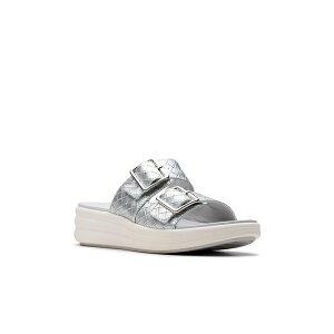 N[NX fB[X T_ V[Y Women's Drift Buckle Slip-On Slide Wedge Sandals Silver Metallic Synthetic