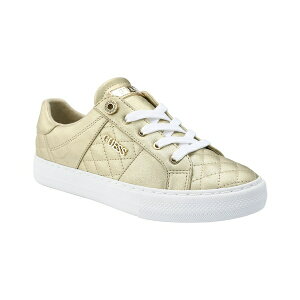 QX fB[X Xj[J[ V[Y Women's Loven Lace-Up Sneakers Gold Metallic Quilted