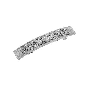 2028 fB[X wAANZT[ ANZT[ Women's Silver-Tone Floral Bar Barrette Gray