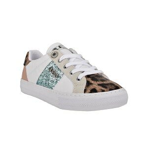 QX fB[X Xj[J[ V[Y Women's Loven Lace-Up Sneakers White/Ocean Leopard