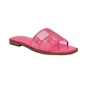 トミー ヒルフィガー レディース サンダル シューズ Women's Tesia Mesh Logo Flat Slide Sandals Pink
