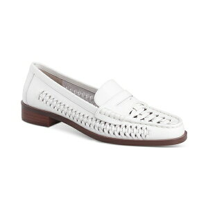 �W���j �x���j�[�j ���f�B�[�X �X���b�|���E���[�t�@�[ �V���[�Y Women's Brynnlee Memory Foam Perforated Slip On Penny Loafers, Created for Macy's White Leather