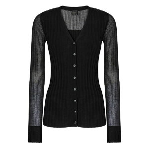 �s���R ���f�B�[�X �J�[�f�B�K�� �A�E�^�[ Ribbed sheer-panel cardigan Black
