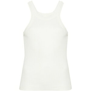 �N���[�Y�h ���f�B�[�X �J�b�g�\�[ �g�b�v�X Logo-embroidered ribbed tank top Neutrals