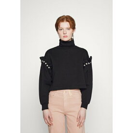 マザーオブパール レディース パーカー・スウェットシャツ アウター HIGH NECK CROPPED WITH PEARL SHOULDER - Sweatshirt - black