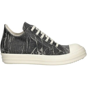 Rick Owens ���b�N�I�E�G���X �����Y �X�j�[�J�[ �yRick Owens DRKSHDW Lido Low Sneaks Black Cracked Pearl�z �T�C�Y EU_43(28.0cm) Black/Cracked/Pearl