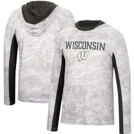 コロシアム メンズ Tシャツ トップス Wisconsin Badgers Colosseum Mossy Oak SPF 50 Performance Long Sleeve Hoodie TShirt White