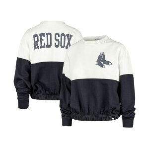 47�u�����h ���f�B�[�X �p�[�J�[�E�X�E�F�b�g�V���c �A�E�^�[ Women's White, Navy Boston Red Sox Take Two Bonita Pullover Sweatshirt White, Navy