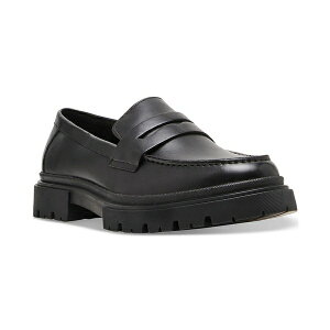 XeB[u }f Y Xb|E[t@[ V[Y Men's Akkron Faux-Leather Lug-Sole Penny Loafers Black Leather