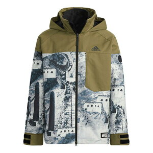 adidas AfB_X Y Xj[J[ yadidas Zipper Stand Collar Hooded 3 In 1 Long Sleeves Logo Jacket Dark Olive Green H23108z TCY US_M_L